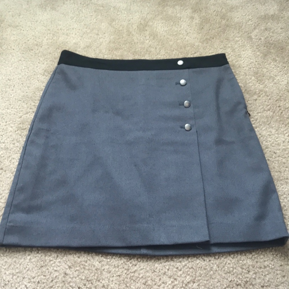Loft Black and Grey Button Up Skirt
